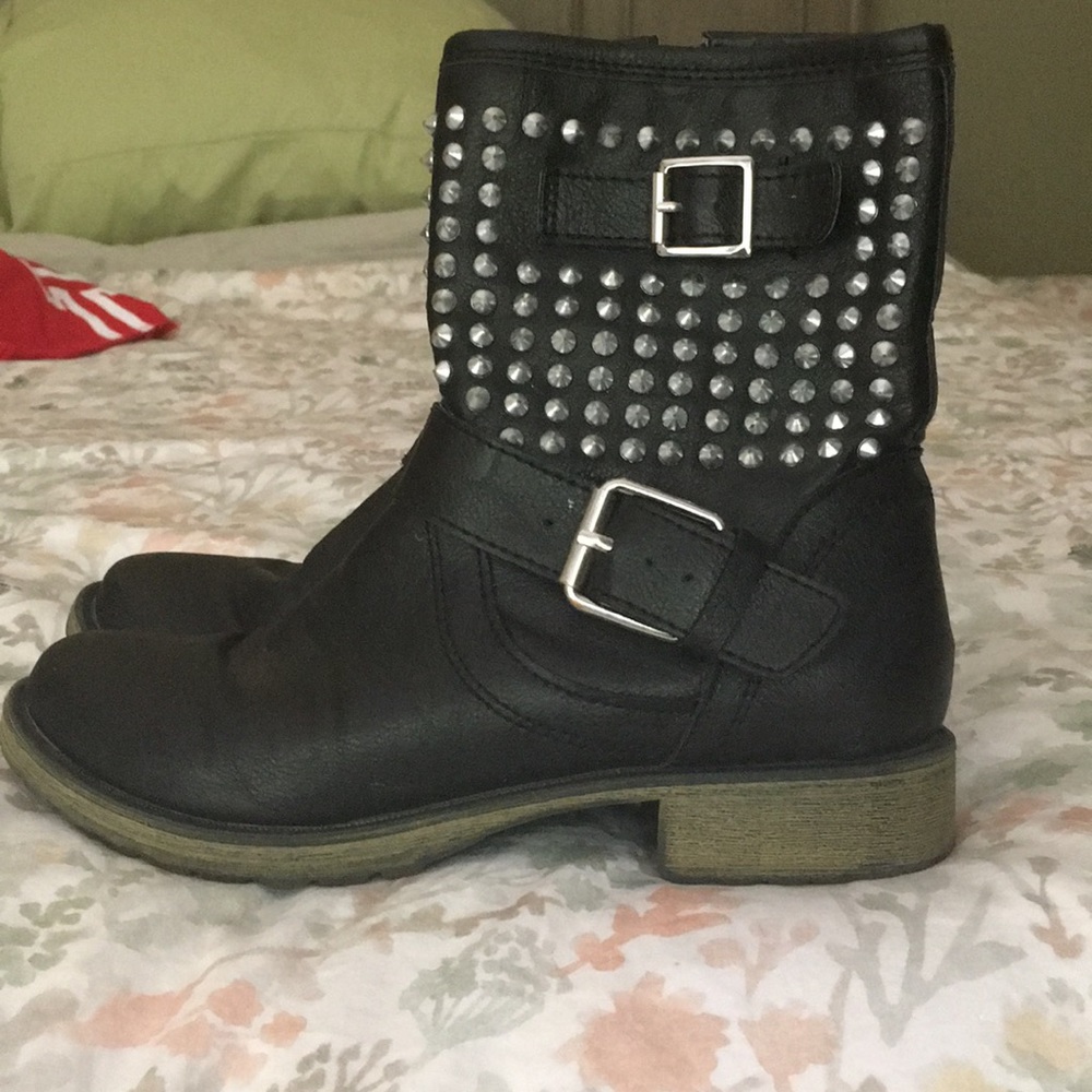 black studded ankle boots
